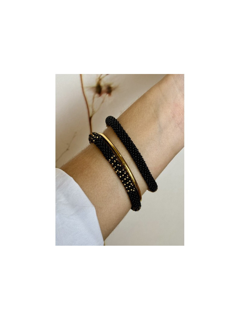 BRACELET NÉPALAIS NOIR DORÉ N12