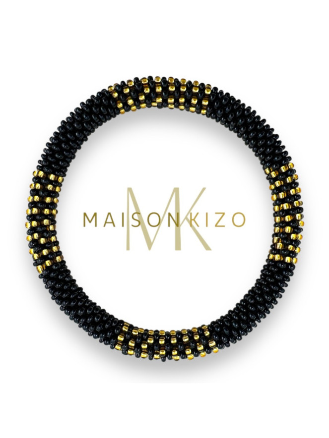 BRACELET NÉPALAIS NOIR DORÉ N12