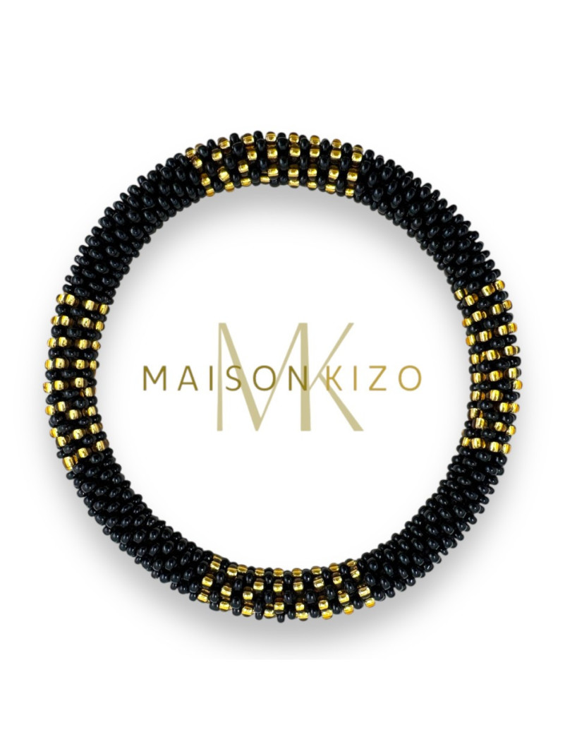 BRACELET NÉPALAIS NOIR DORÉ N12