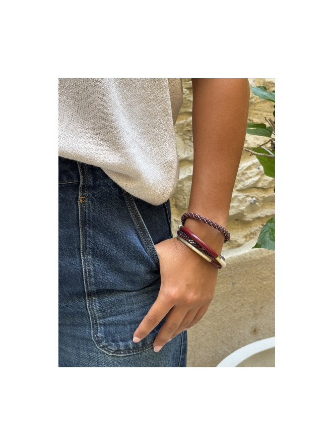 Bracelet NÉPALAIS PRUNE BORDEAUX BLEU F24