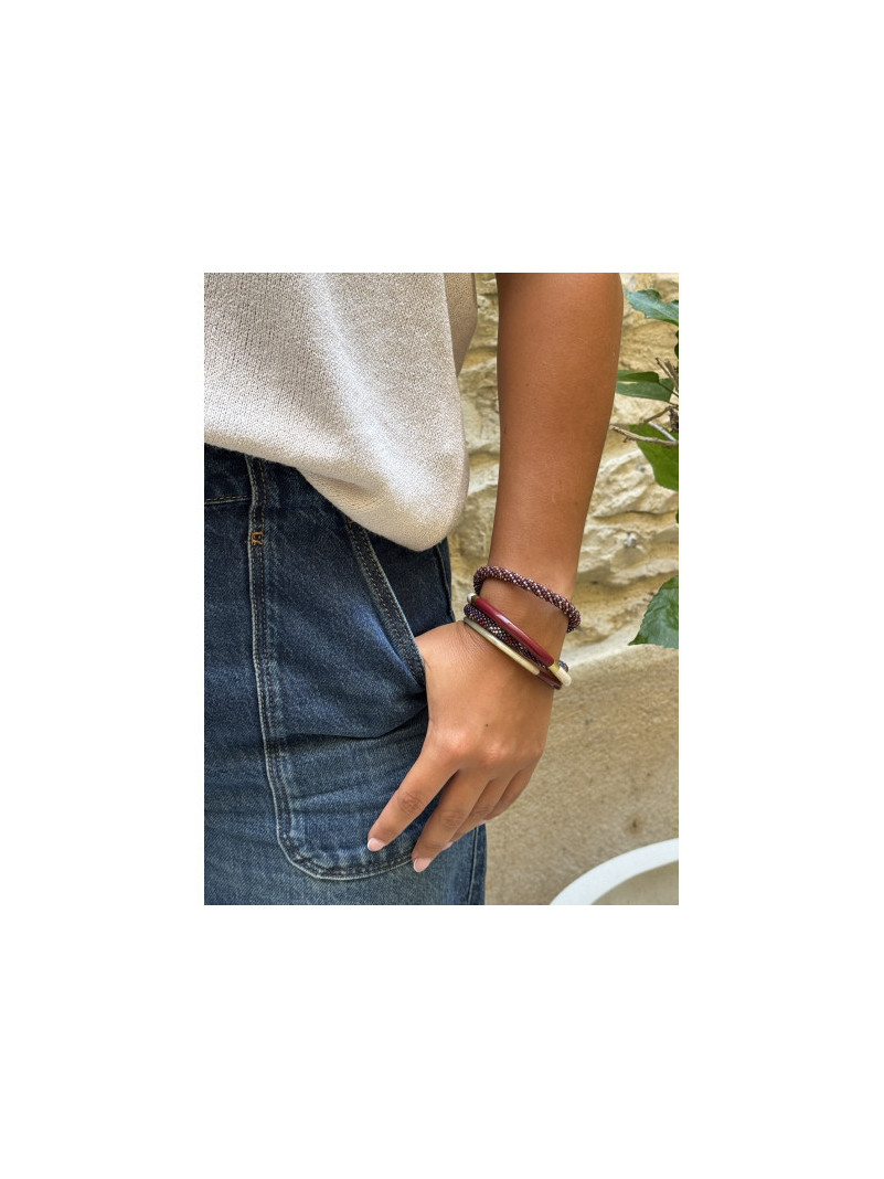 Bracelet NÉPALAIS PRUNE BORDEAUX BLEU F24