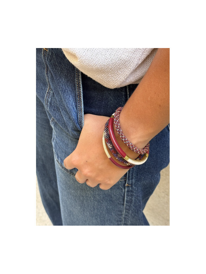Bracelet NÉPALAIS PRUNE BORDEAUX BLEU F24