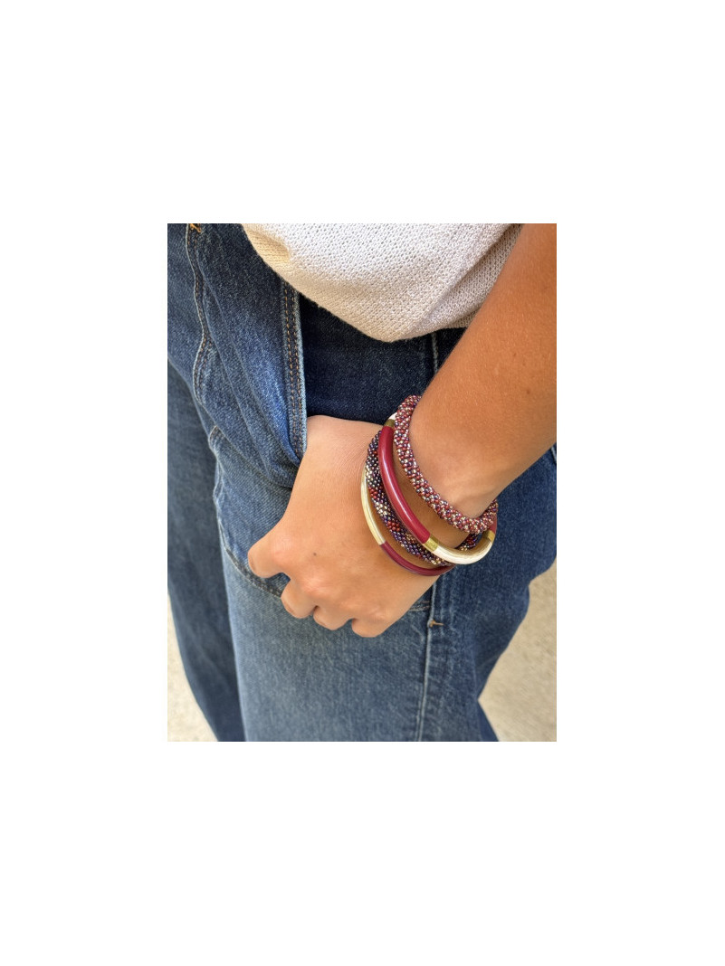 Bracelet NÉPALAIS PRUNE BORDEAUX BLEU F24