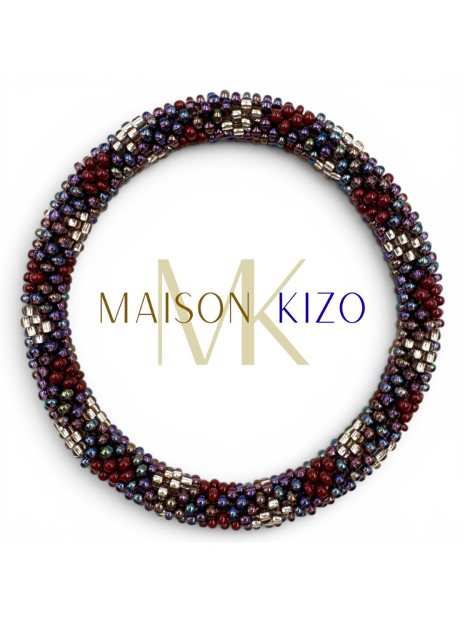 Bracelet NÉPALAIS PRUNE BORDEAUX BLEU F24
