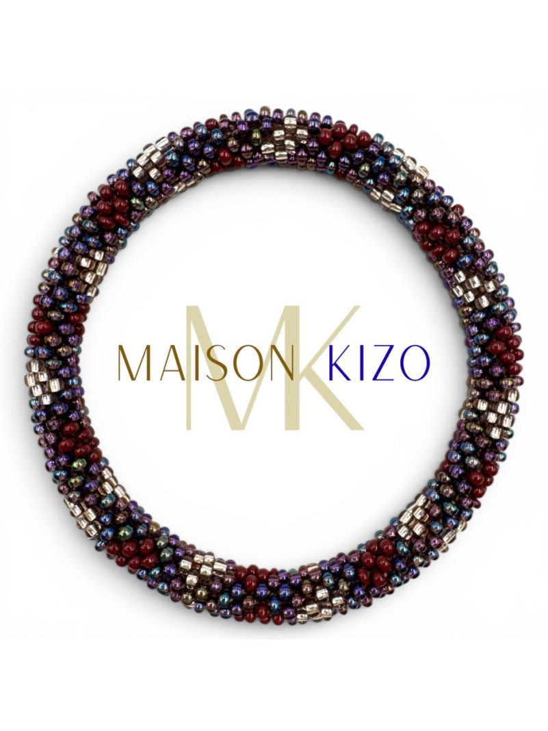 Bracelet NÉPALAIS PRUNE BORDEAUX BLEU F24