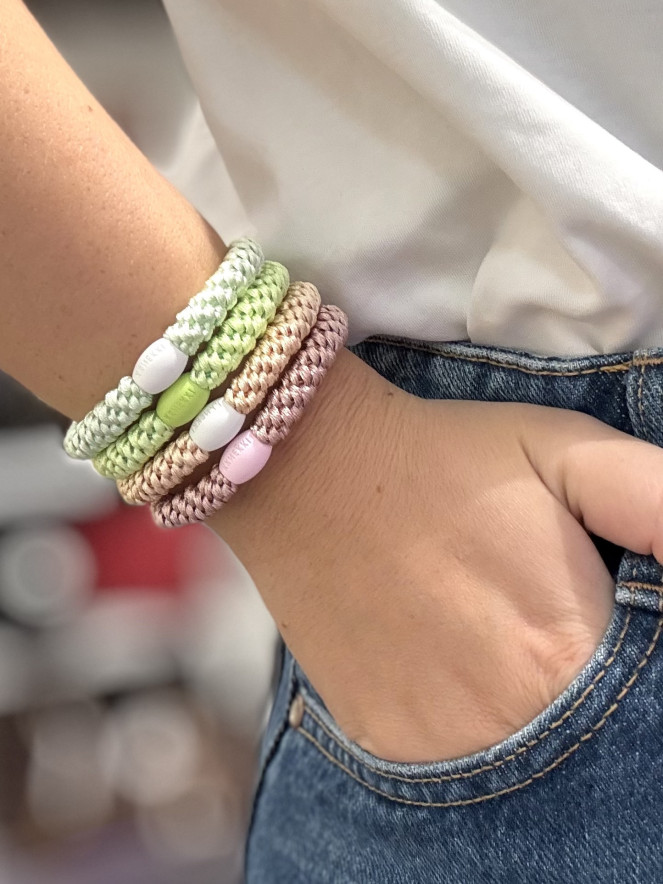 Bracelet Chouchou KKNEKKI lot de 4 couleurs PASTEL VERT SAUMON ROSE
