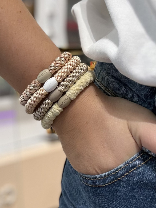 Bracelet Chouchou KKNEKKI lot de 4 couleurs BEIGE TAUPE SAUMON ROSE