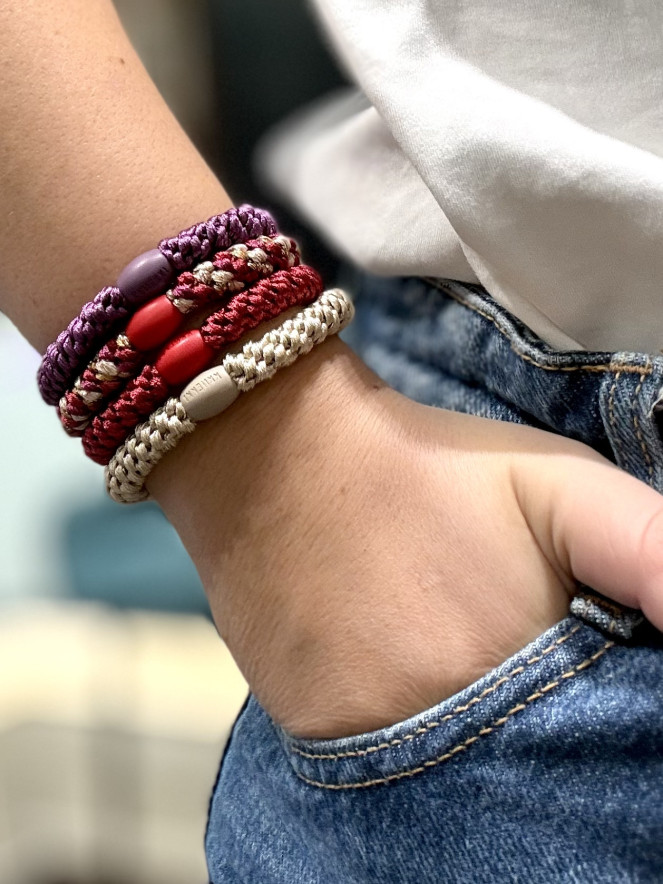 Bracelet Chouchou KKNEKKI lot de 4 couleurs ROUGE VIOLET BEIGE