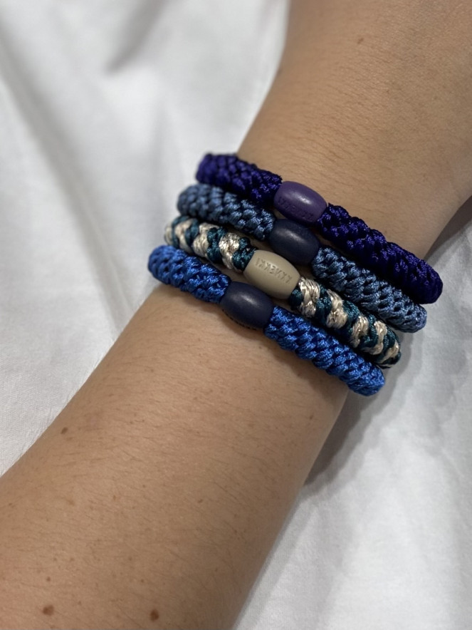 Bracelet Chouchou KKNEKKI lot de 4 couleurs BLEU ELECTRIQUE BLEU BEIGE