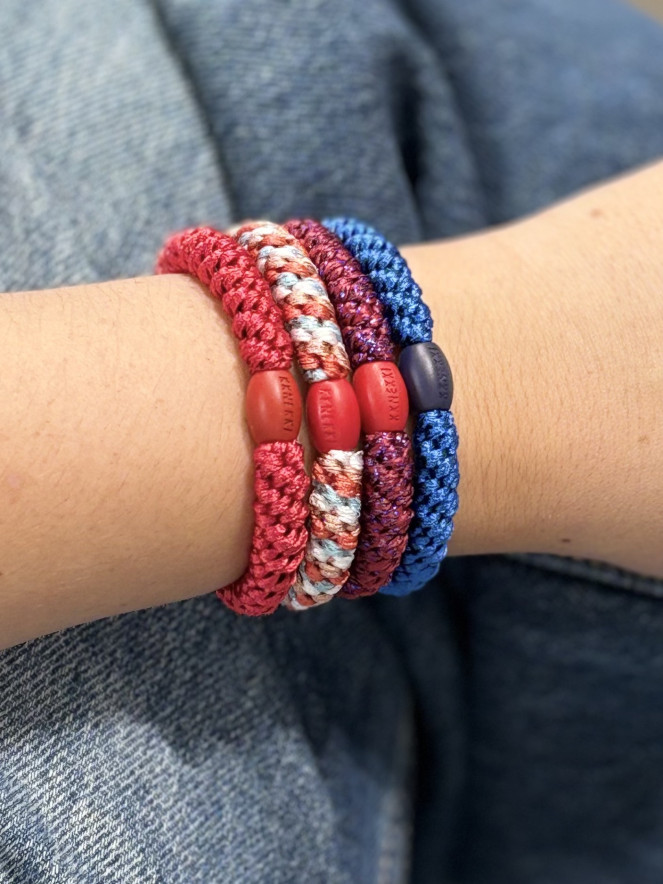 Bracelet Chouchou KKNEKKI lot de 4 couleurs BLEU ROUGE MULTI