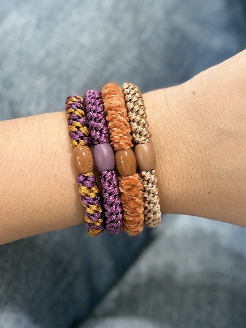 Bracelet Chouchou KKNEKKI lot de 4 couleurs ROUILLE PARME BEIGE