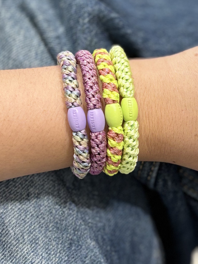 Bracelet Chouchou KKNEKKI lot de 4 couleurs JAUNE FLUO PARME MULTI