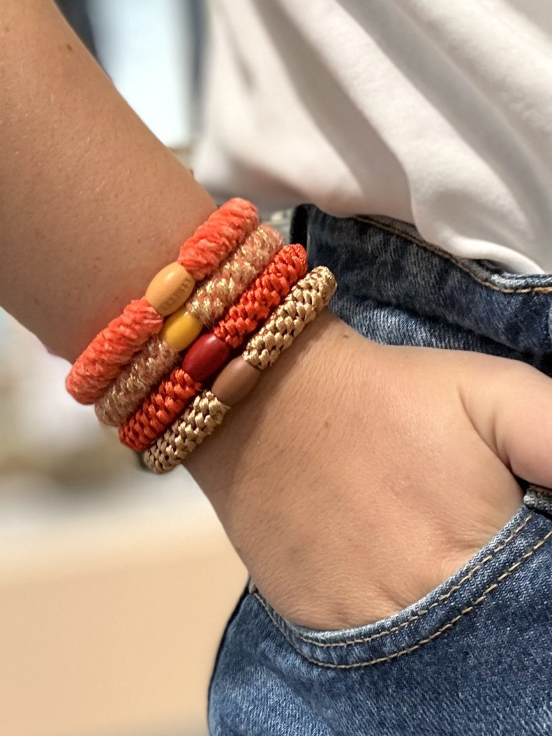 Bracelet Chouchou KKNEKKI lot de 4 couleurs ORANGE SAUMON CAMEL