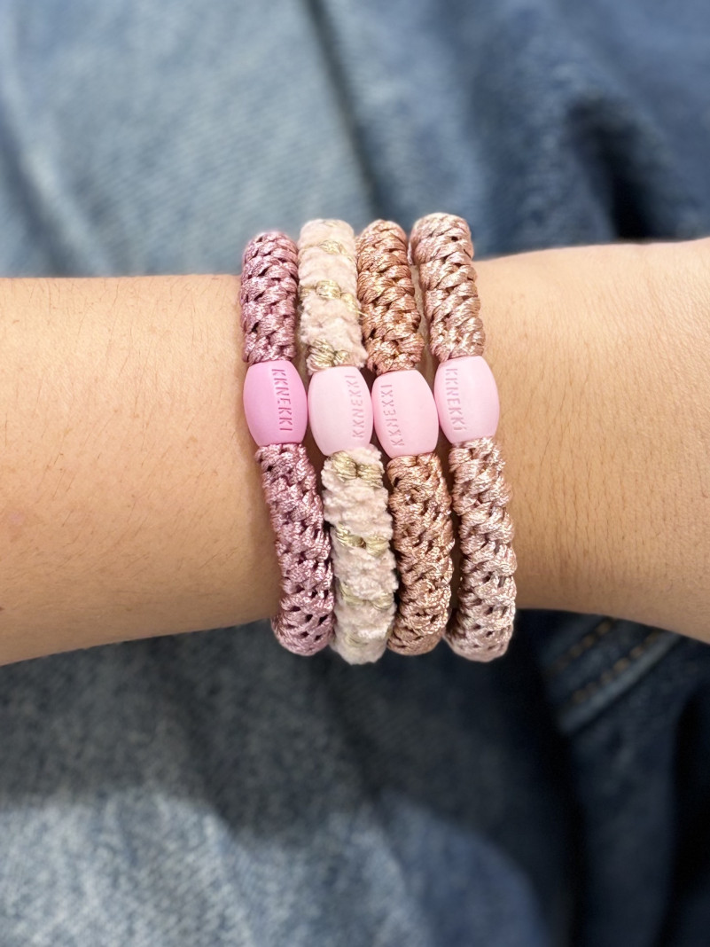 Bracelet Chouchou KKNEKKI lot de 4 couleurs ROSE POUDRE