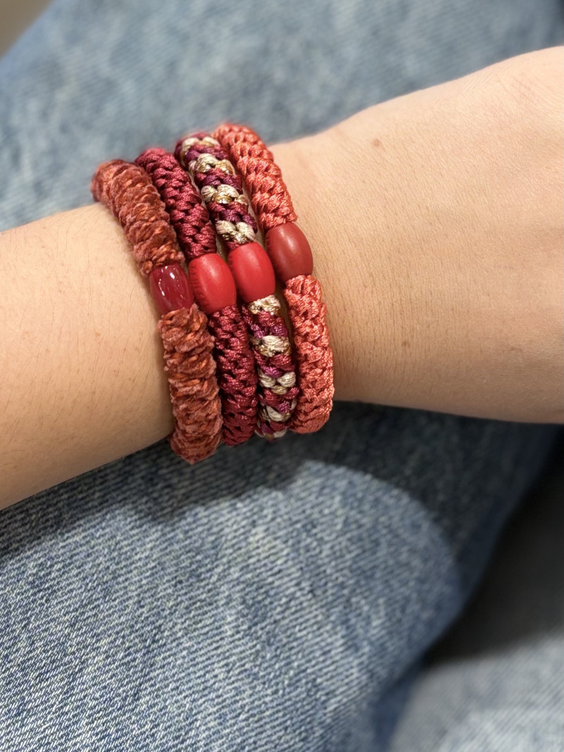 Bracelet Chouchou KKNEKKI lot de 4 couleurs BORDEAUX ORANGE DORÉ