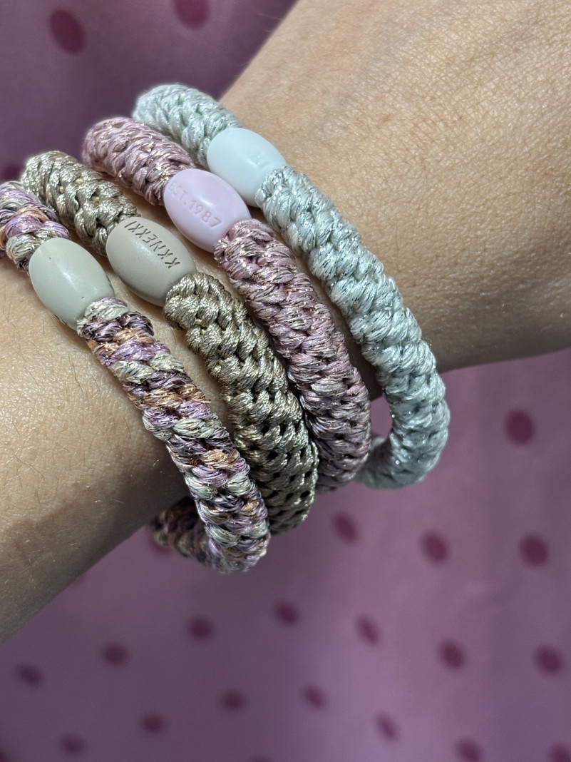 Bracelet Chouchou KKNEKKI lot de 4 couleurs VIEUX ROSE TAUPE