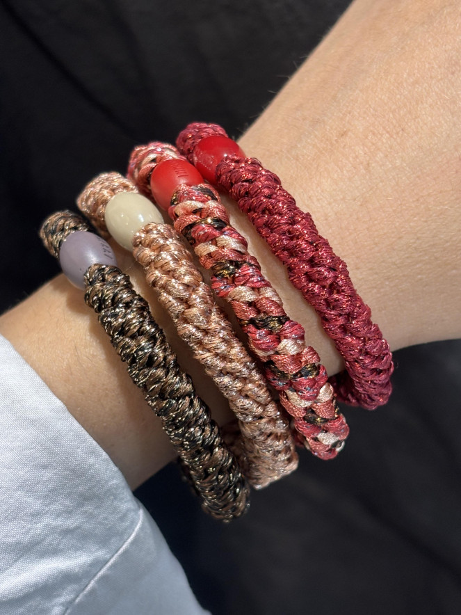 Bracelet Chouchou KKNEKKI lot de 4 couleurs BORDEAUX CHOCOLAT
