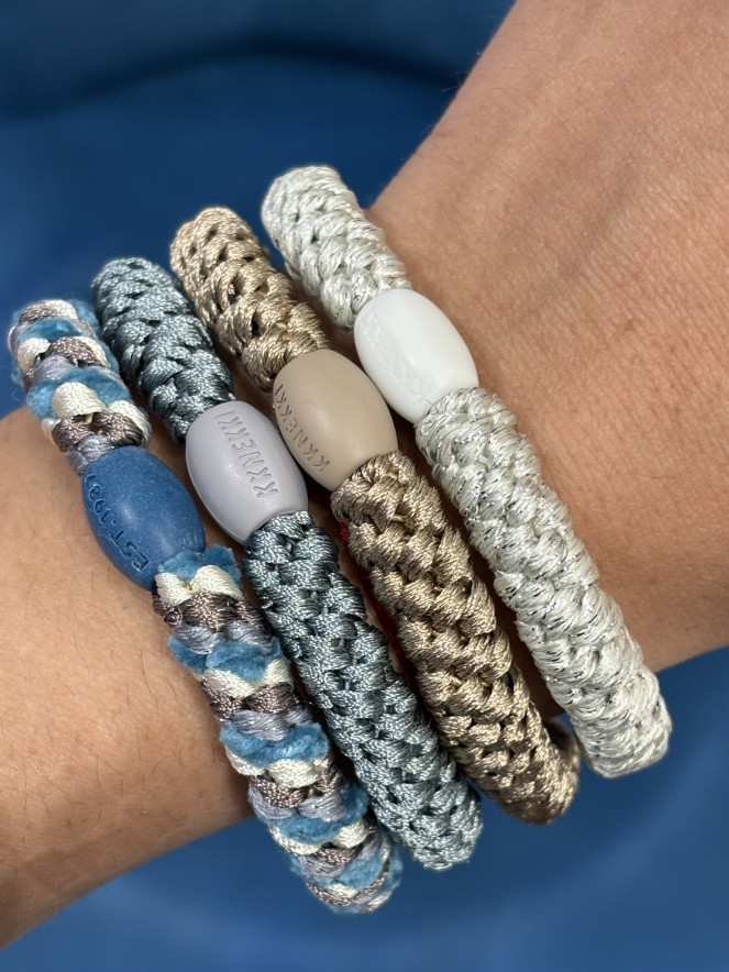 Bracelet Chouchou KKNEKKI lot de 4 couleurs BLEU GRIS TAUPE