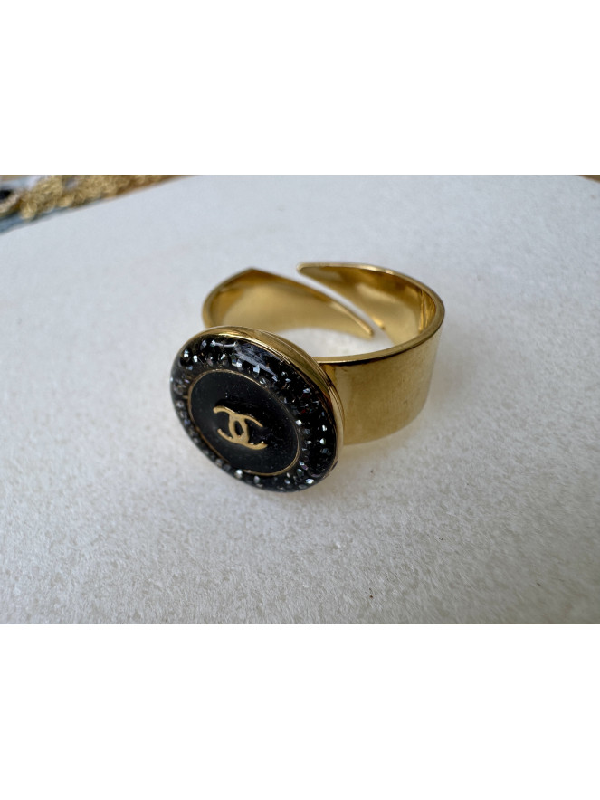 BAGUE TWICE BLACK STRASS