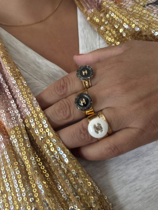 BAGUE TWICE BLACK STRASS BIS