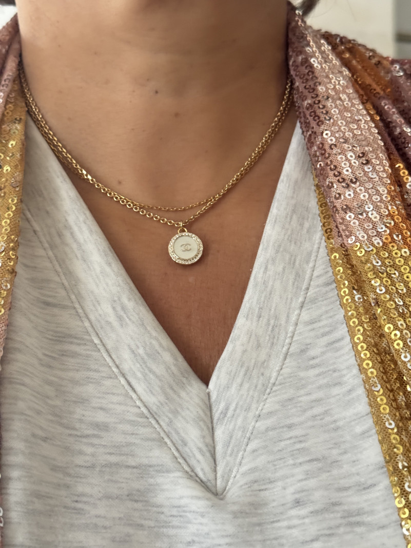 COLLIER TWICE ÉMAIL ÉCRU