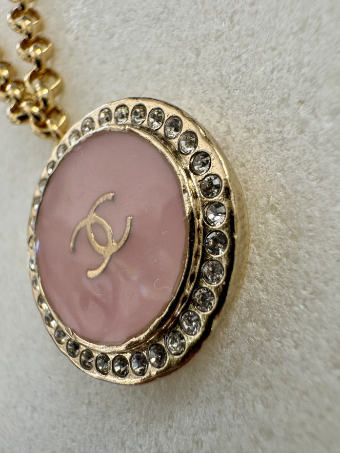 COLLIER TWICE ÉMAIL ROSE STRASS