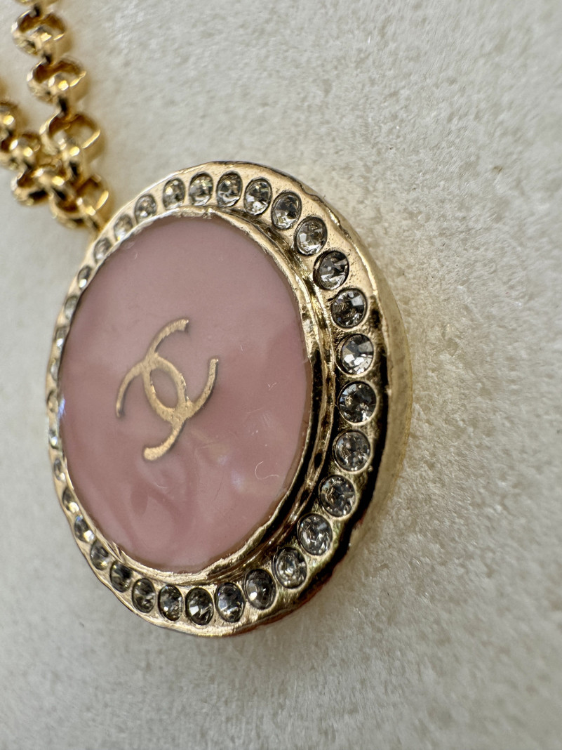 COLLIER TWICE ÉMAIL ROSE STRASS