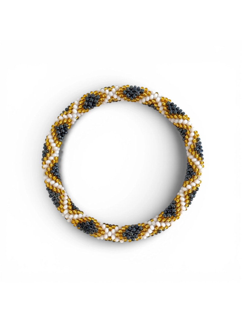 BRACELET NÉPALAIS BEIGE GRIS BLEUTÉ
