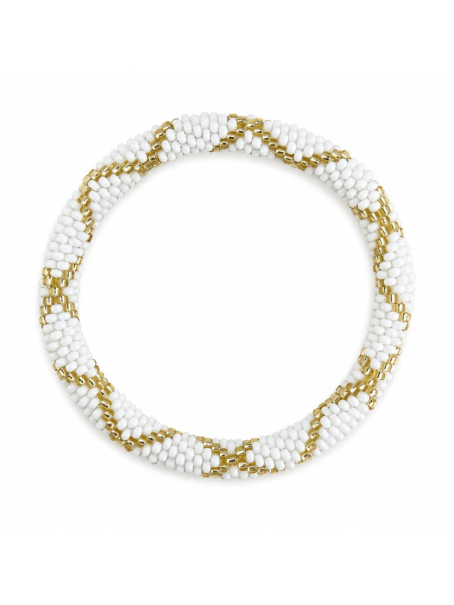 BRACELET NÉPALAIS BLANC DORÉ CLAIR