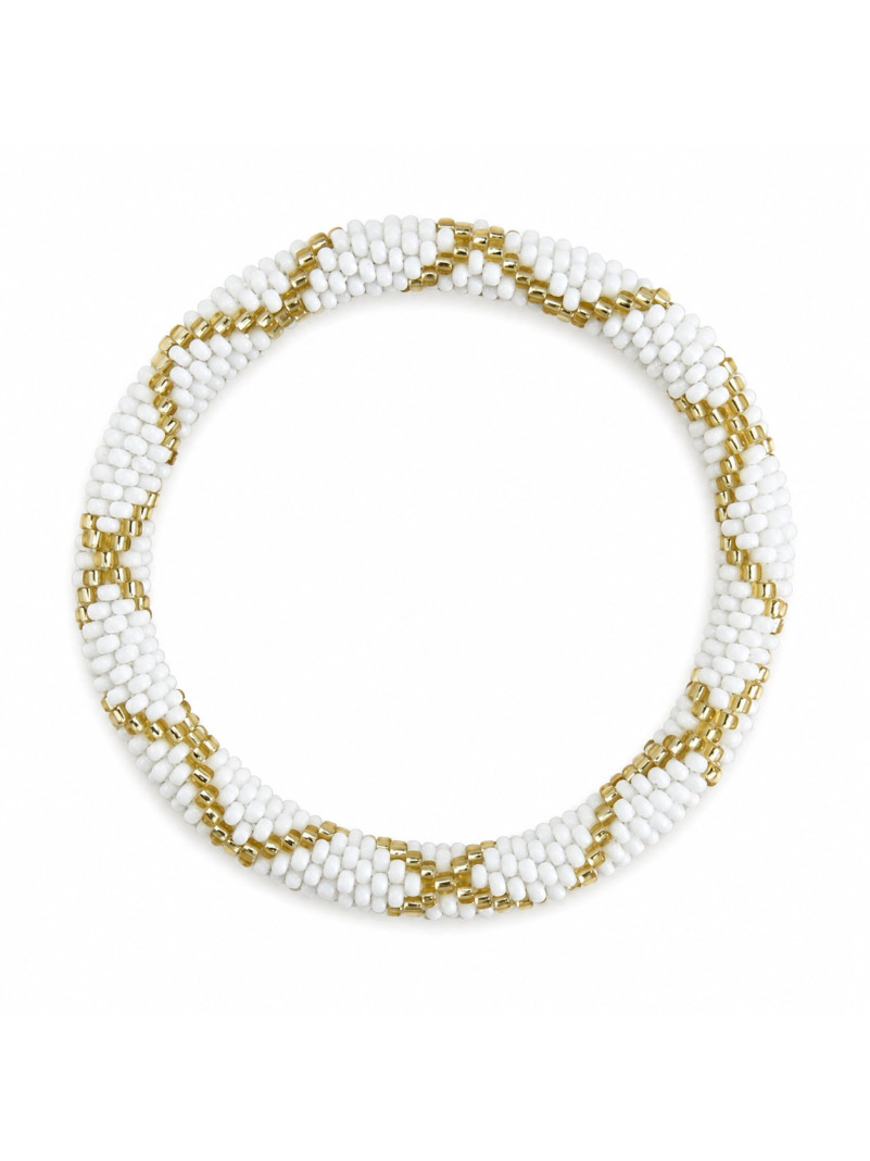 BRACELET NÉPALAIS BLANC DORÉ CLAIR
