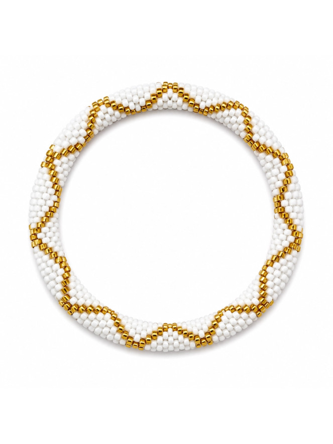 BRACELET NÉPALAIS BLANC DORÉ