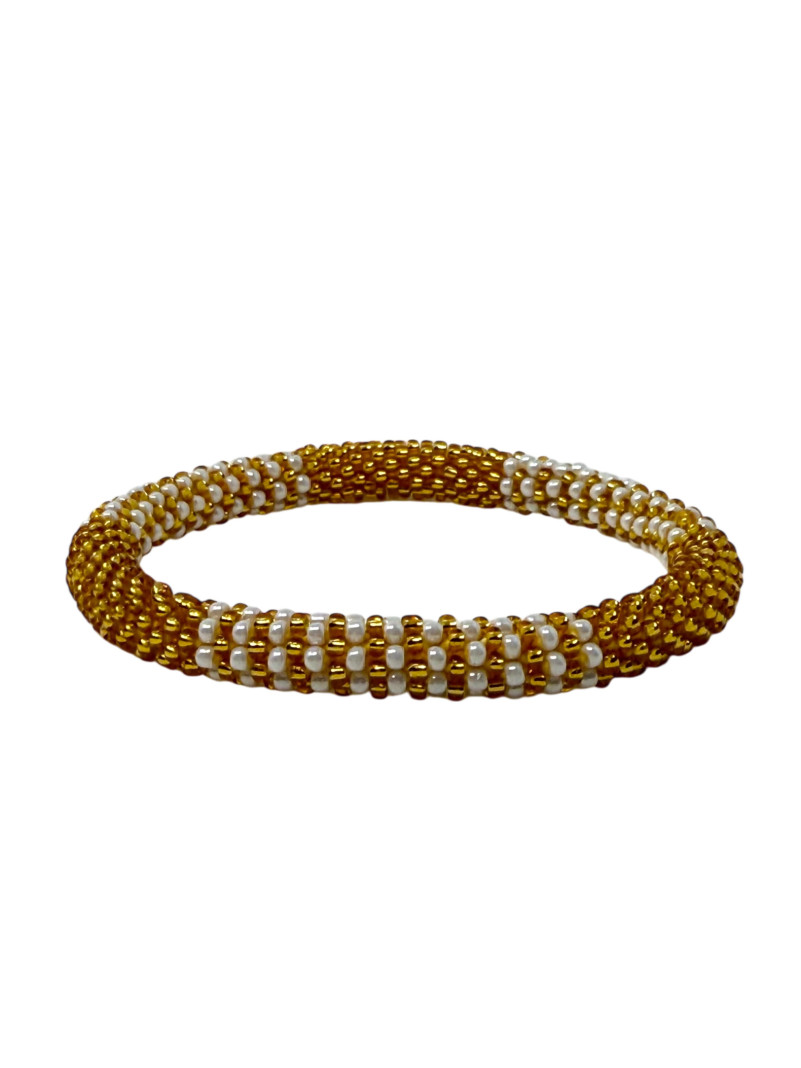 BRACELET NÉPALAIS DORÉ ET BLANC