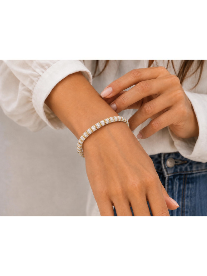 BRACELET NÉPALAIS BLANC DORÉ ARGENTÉ