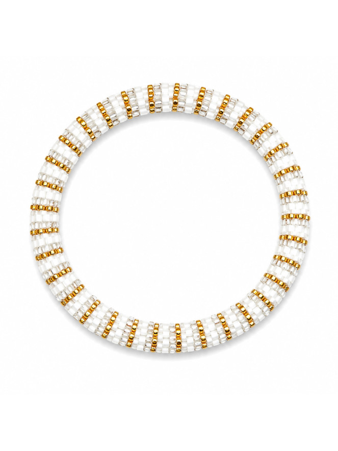 BRACELET NÉPALAIS BLANC DORÉ ARGENTÉ