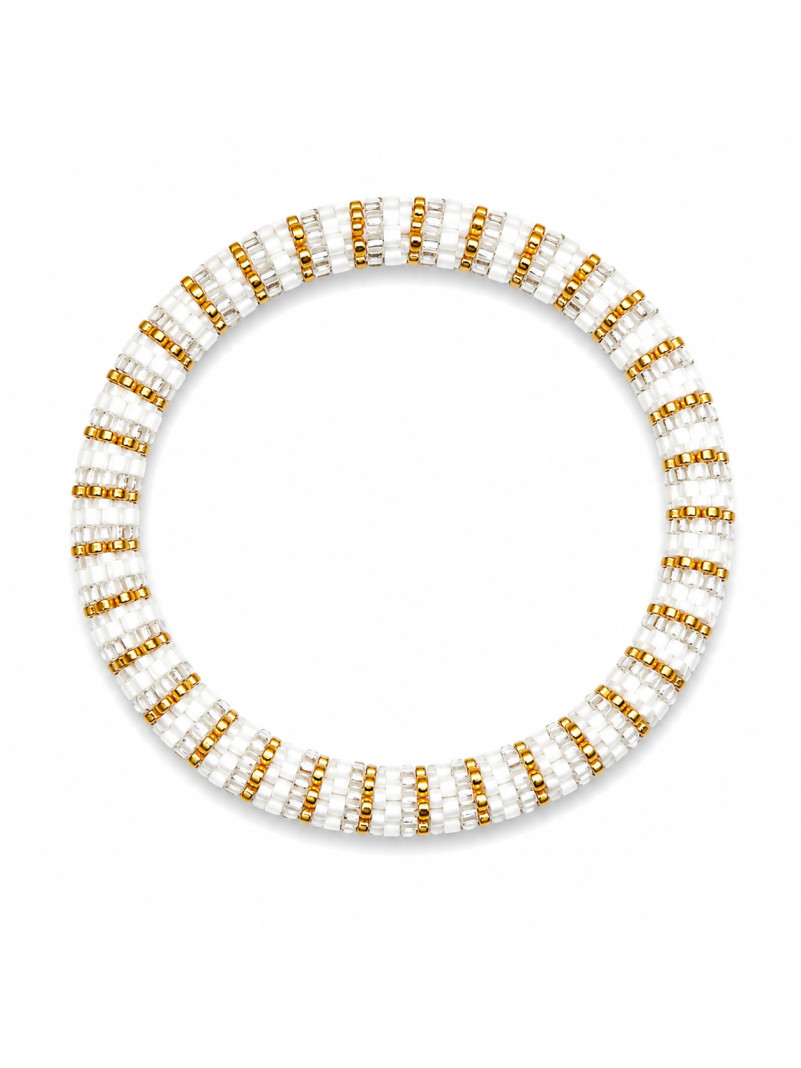 BRACELET NÉPALAIS BLANC DORÉ ARGENTÉ
