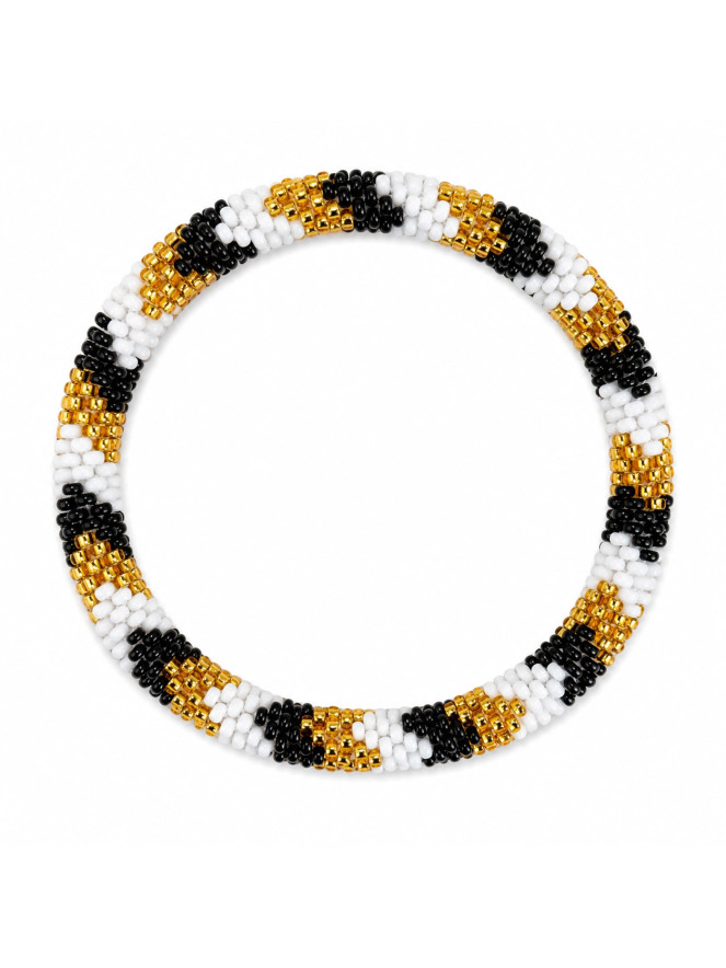 BRACELET NÉPALAIS BLANC NOIR OR