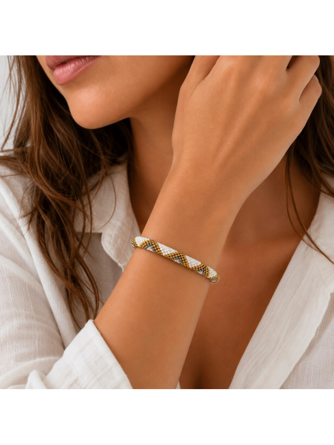 BRACELET NÉPALAIS PERLE DORÉ