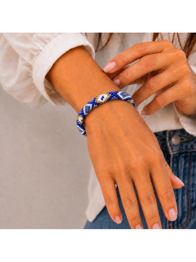 Bracelet NÉPALAIS MARINE DORÉ BLANC