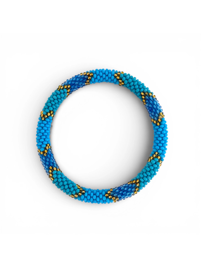 Bracelet NÉPALAIS BLEU CLAIR DORÉ