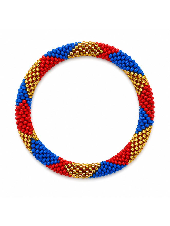 Bracelet NÉPALAIS ROUGE BLEU DORÉ