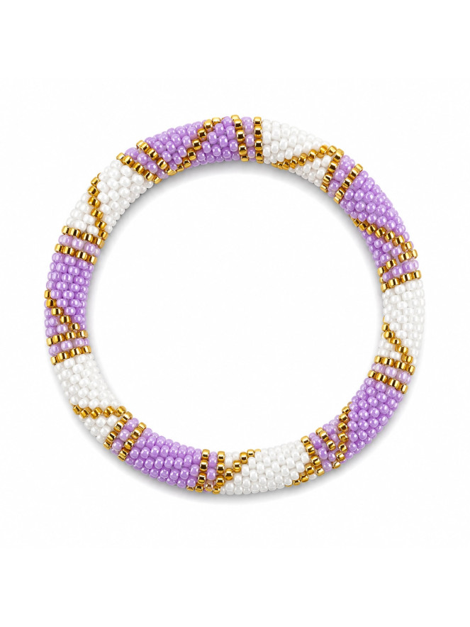 Bracelet NÉPALAIS LILA BLANC DORÉ