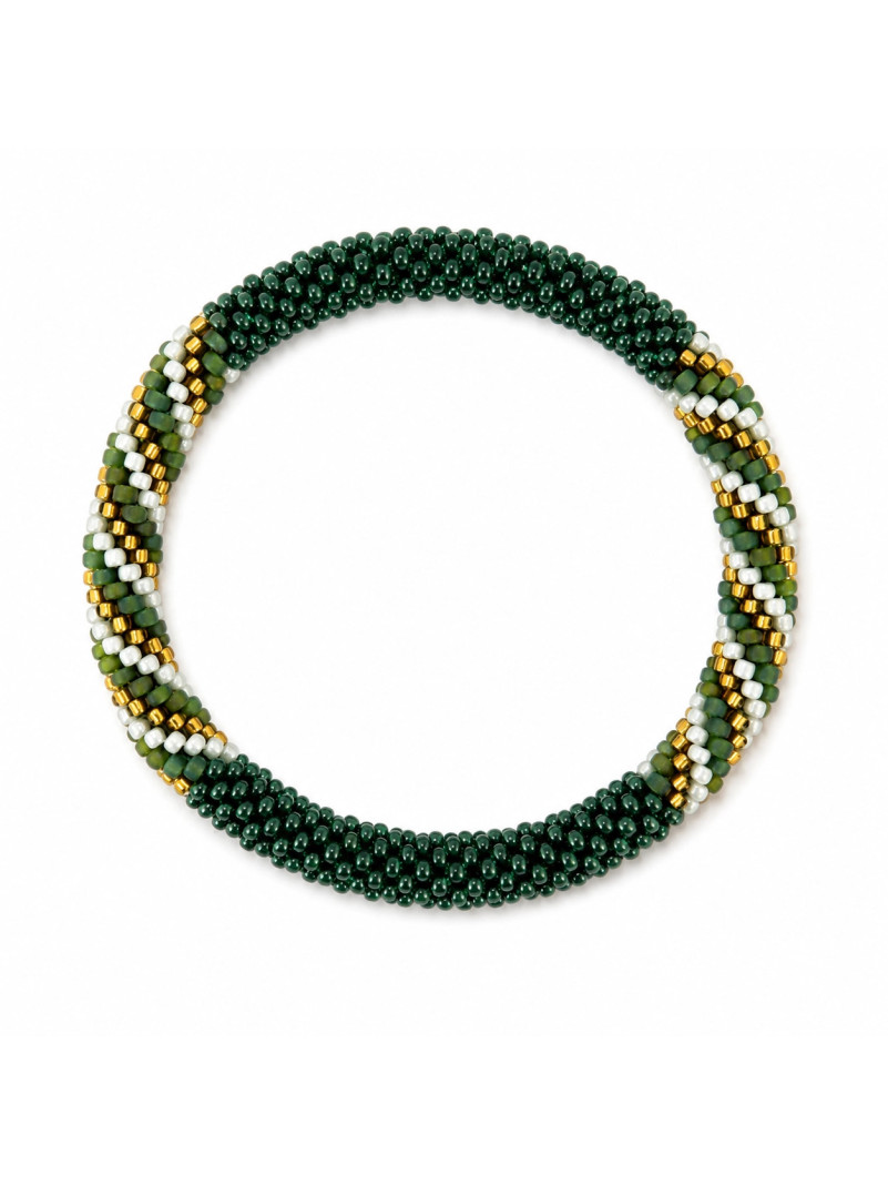 Bracelet NÉPALAIS VERT BLANC DORÉ