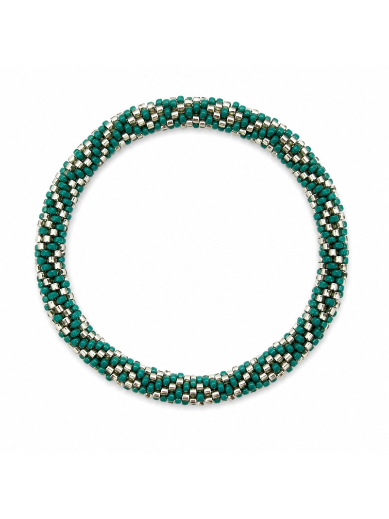 Bracelet NÉPALAIS VERT ET DORÉ CLAIR