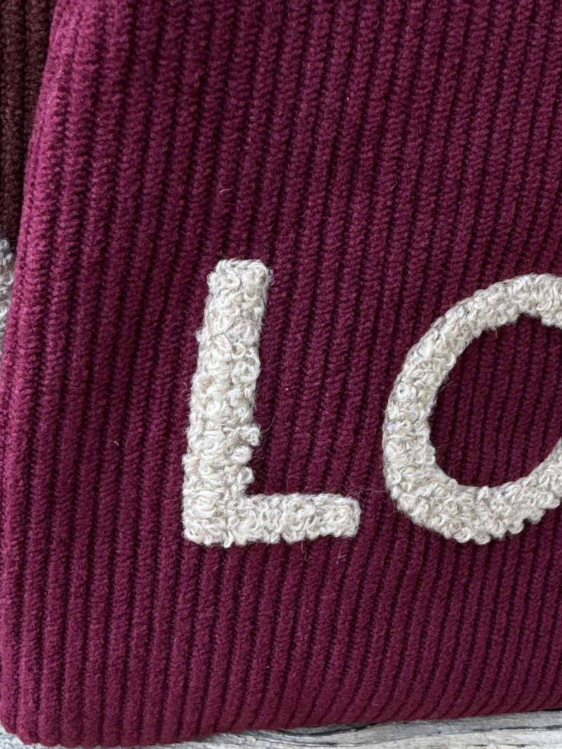 Pochette VELOURS LOVE bordeaux