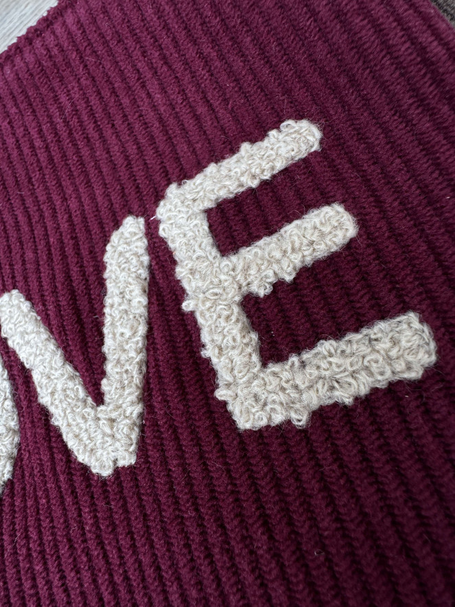 Pochette VELOURS LOVE bordeaux