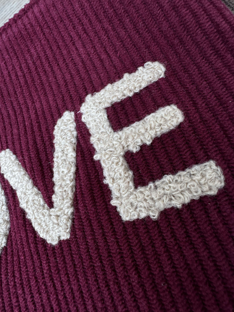 Pochette VELOURS LOVE bordeaux