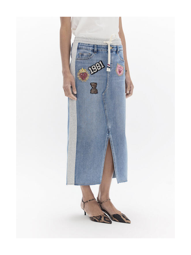 Jupe midi Lola Casademunt DENIM ET JERSEY PATCHS