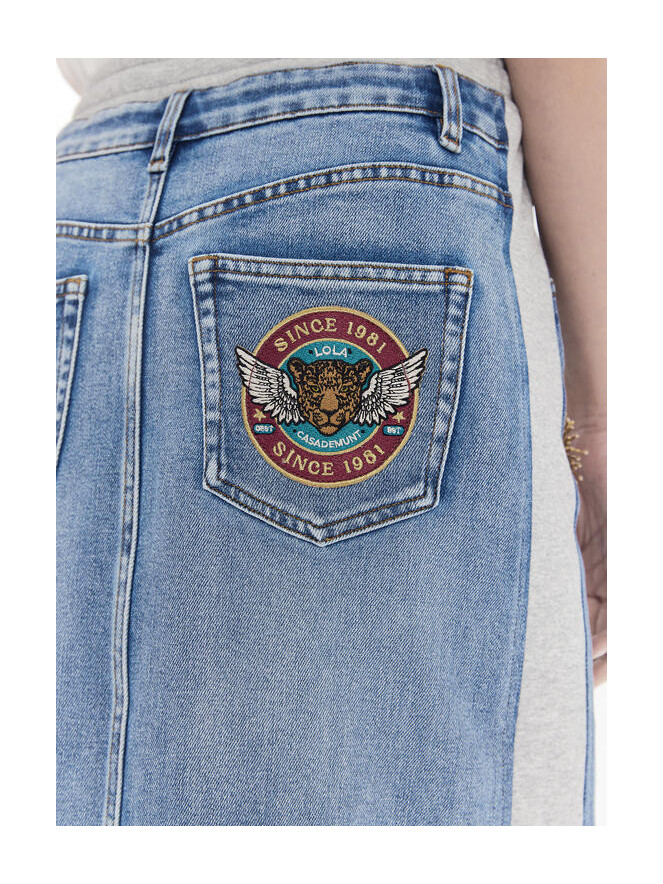 Jupe midi Lola Casademunt DENIM ET JERSEY PATCHS