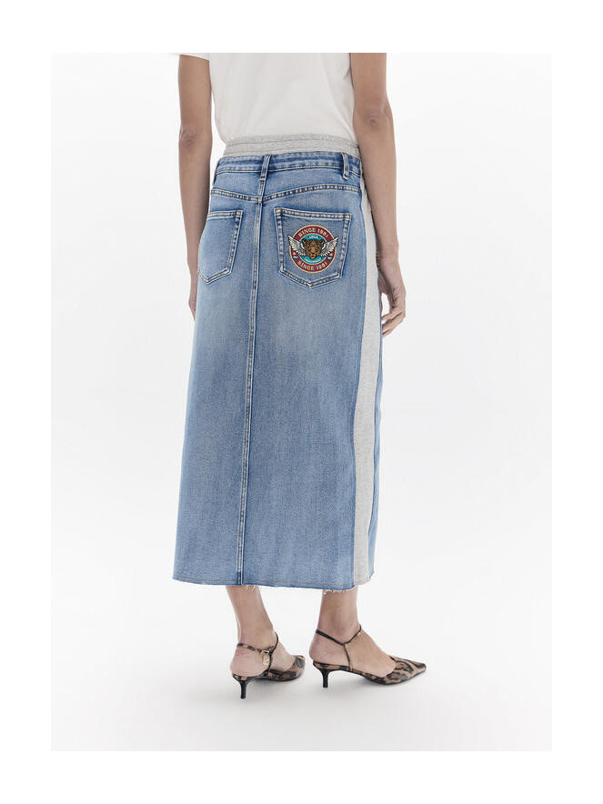 Jupe midi Lola Casademunt DENIM ET JERSEY PATCHS