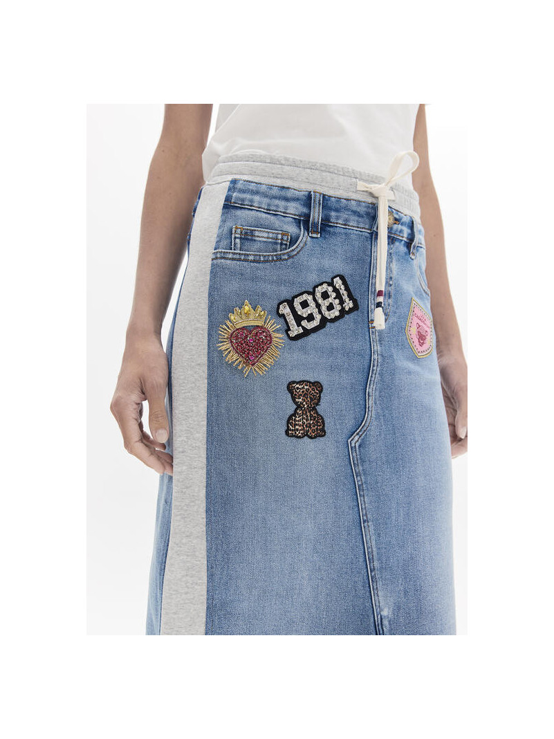 Jupe midi Lola Casademunt DENIM ET JERSEY PATCHS
